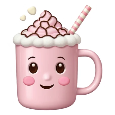 Light Pink mug of hot chocolate with marshmallows sticker