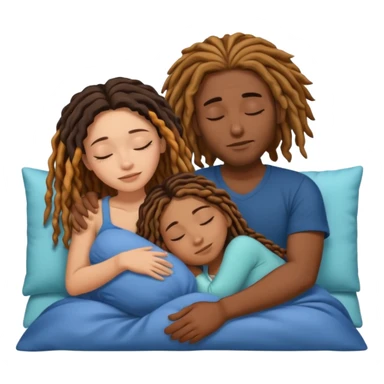 Couple sleeping biracial (black male with caramel skin and dreads and hispanic female with fair skin and long brunette hair) sticker