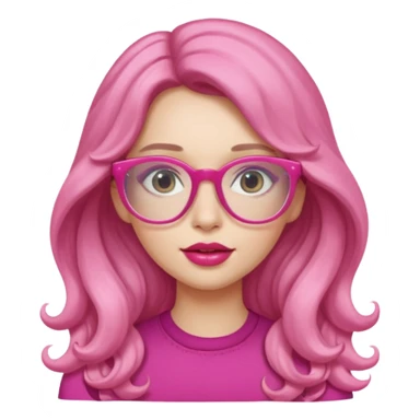 Alta , cabelo grande ondulado , óculos rosa , labios rosados , pele clara sticker