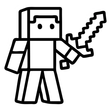 Minecraft character holding a sword sticker