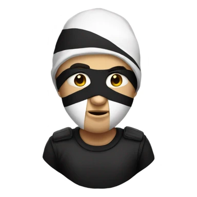 Burglar white and black stripe shirt black beanie and a mask sticker
