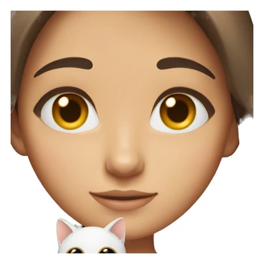 Brunette girl with brown eyes and a cat in her arms sticker