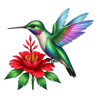 hummingbird drinking nectar from flower sticker
