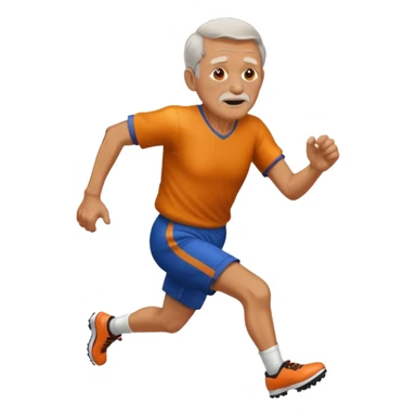 Old man running with football sticker