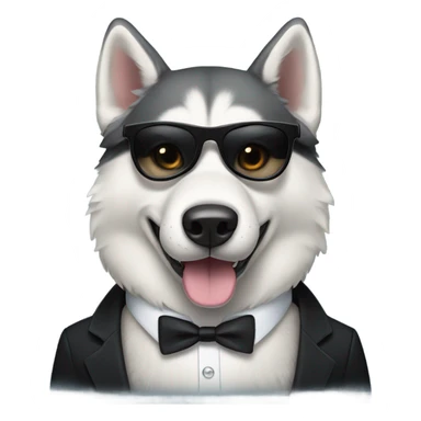 husky wearing a tux and sun glasses  sticker