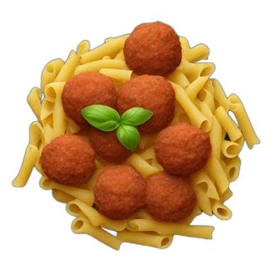 pasta mixed with meat balls on a palte sticker