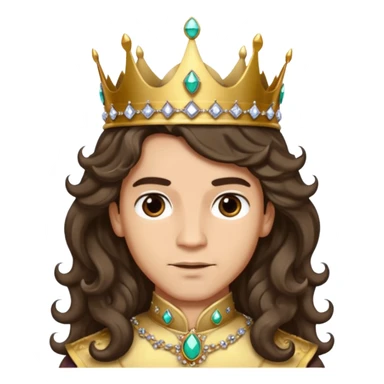 Princes with long glam curled hair, dark brown eyes, light skin tone.  sticker