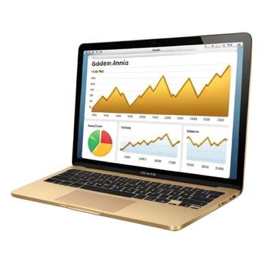 golden increasing charts in online shop admin dashboard on mac book screen sticker