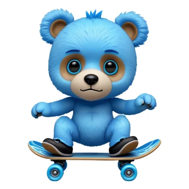 3D, adorable little Pixar style blue neon punk teddy bear on a skateboard, ultra detailed, each lash, eye, and strand of fur is shown in stunning detail as though captured in a timeless photograph, rich textures, visually rich, so lifelike it feels like it could leap off the page at any momen sticker