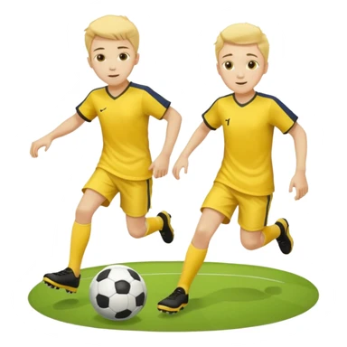 boys play soccer in yellow dress, yellow shrits, yellgow socks sticker