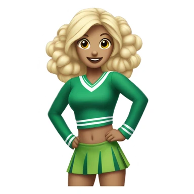 blonde cheerleader wearing green only uniform holding pink pompoms that looks like chrissy chlapecka sticker