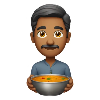 indian man with bowl of curry sticker