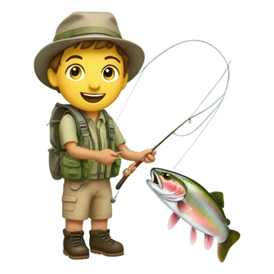 outdoor portrait of a boy fly fishing for rainbow trout sticker
