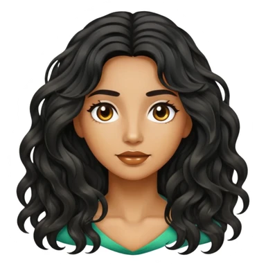 Alluring 1960's iranian olive skin shiny long black wavy textured tousled hair sticker