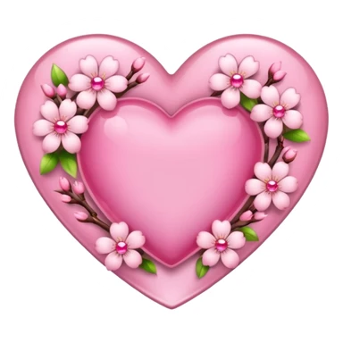 heart with sakura flowers and a pink gem border sticker