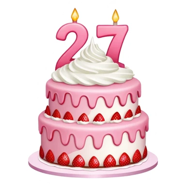 Pink Strawberry birthday cake with the number 27 on it  sticker