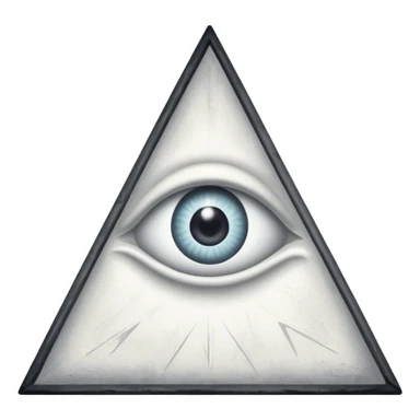 Cult logo, upside down triangle with eye in the middle, withe chalk line sticker