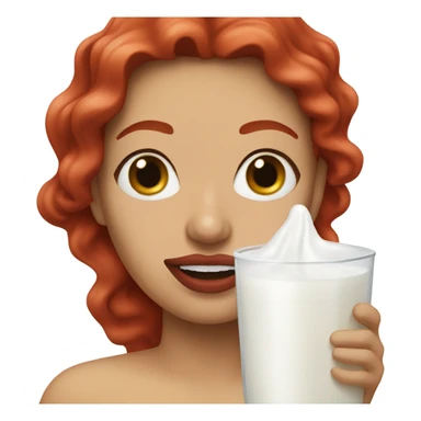 Mexican Red hair Lipstick Face covered in milk liquid sticker