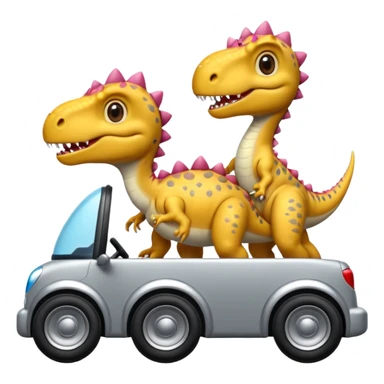 Tres dinosaurios bebés grises cada uno subido en un carro tecnológico blanco con lentes de realidad virtual sticker