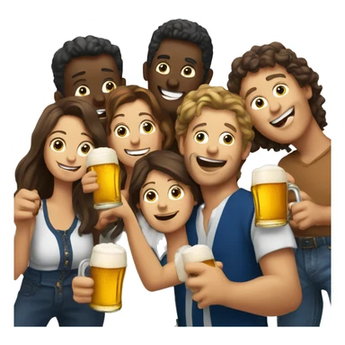 a group of friends of french people with beers sticker