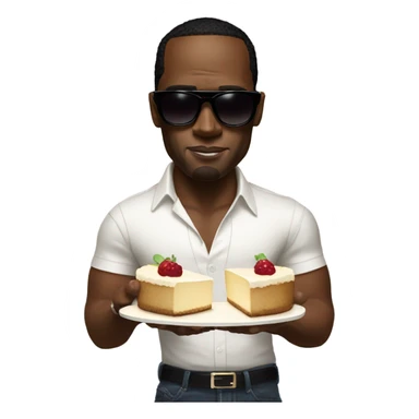 P Diddy holding a cheesecake wearing sunglasses  sticker