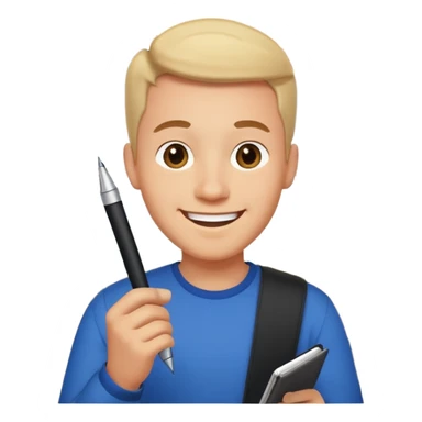 happy man leaving review sticker