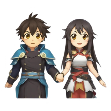 hu tao genshin impact and megumi konosuba holding hands sticker