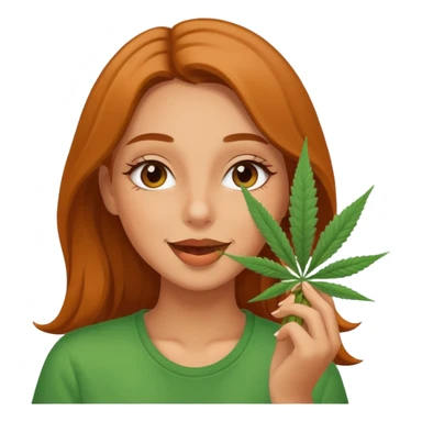 Girl happy smelling marijuana  sticker