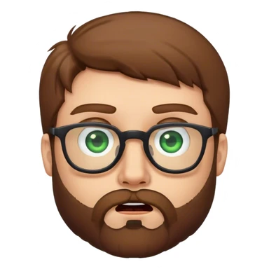 Superman with brown hair, a beard, and glasses on. Eyes are green. Shocked face sticker