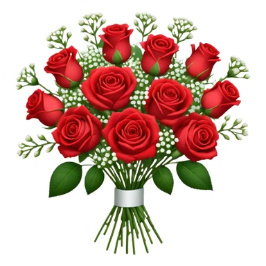 Rose bouquet with babies breath sticker