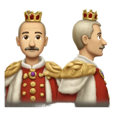 Create a classic emoji with a friendly man with an imperial crown on his head, a straight brown moustache, an ermine coat over his shoulder and the number 5 on his crown. His clothes are red. sticker