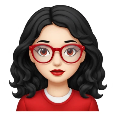 Beautiful girl,Black hair,wavy hair，long hair,Black eyes,Chinese rojo y lentes sticker