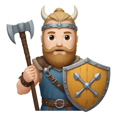 Bearded viking holding axe and shield sticker