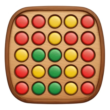 Flat emoji illustration of an African Awalé (mancala) board, wooden board with 12 holes, colorful seeds, simple shapes, bold outlines, cute and playful style, vector look, transparent background” sticker
