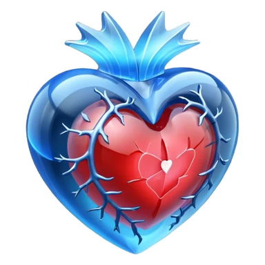 A translucent 3D heart with a sci-fi blue star inside sticker