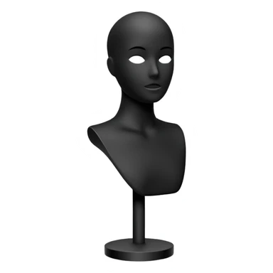 Minimalistic flat vector icon, iOS style, thin black contour on white background. Matte black mannequin in front of in 3D monochrome style. skulpt sticker
