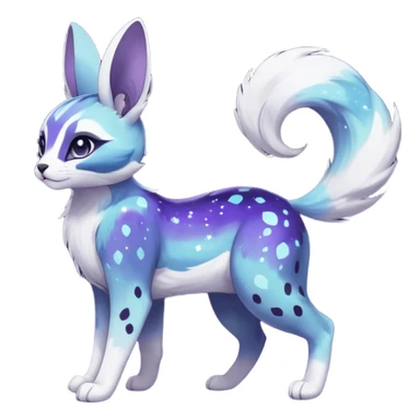 Colorful black-violet-indigo-purple-gradients nebulae nebula starry galactical shiny white-stars-spotted glorious iridescent divine exotic cute cool beautiful realistic Meloetta-caracal-civet-sergal-bunny-oncilla-animal-Fakémon-hybrid-fursona (full body) sticker