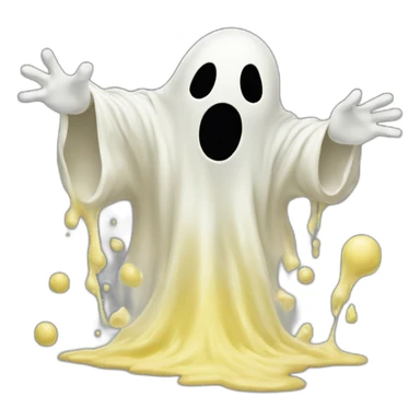 ghost emerging and ejectng a spray of yellowish white milky substance from lower torso in all directions sticker