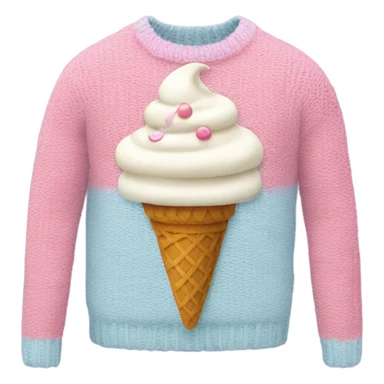 Knit sweater with ice cream design sticker