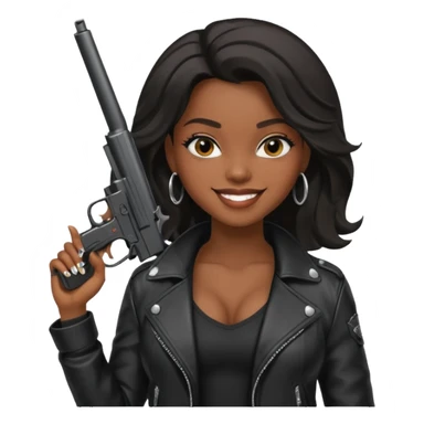 A sexy black female gangster with a gun sticker