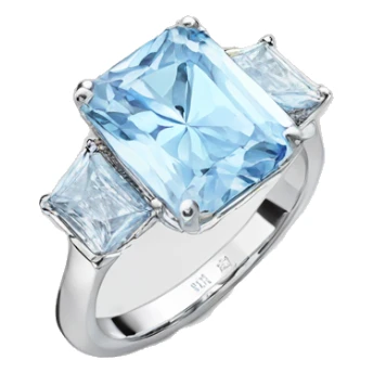 White gold Light blue 4ct radiant engagement ring  sticker