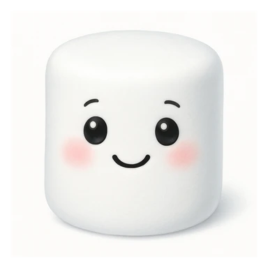 Make the single cylindrical marshmallow smaller, keep the style and background the same as in the reference images. sticker