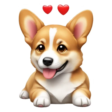 corgie puppy with red Hearts around Head  sticker