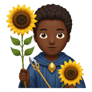 black god with sunflower, scepter, trident sticker