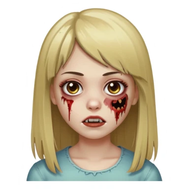 faça uma garota zumbi de cabelo liso marrom com mechas loiras liso grande com franja sticker