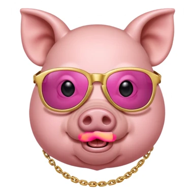Pig wearing a chain and sunglasses sticker