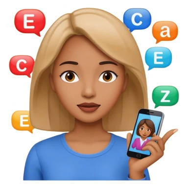 a woman is talking and English letters are coming out sticker