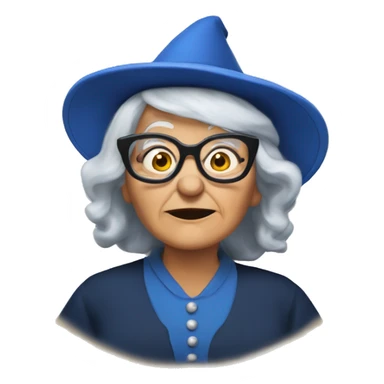 smart granny witch with glasses and blue hat directing orchestra sticker