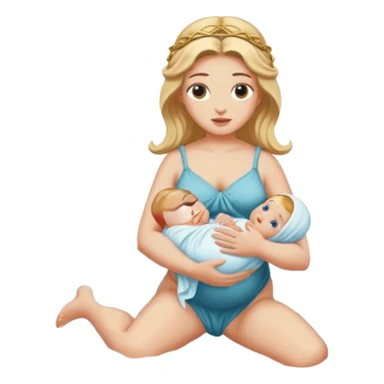 greek goddess dipping baby in river holding baby upside down by ankle sticker