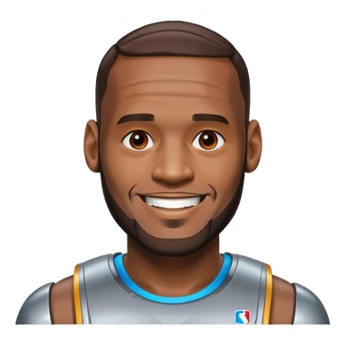 Lebron James smiling
half his face is robot/cyborg like sticker